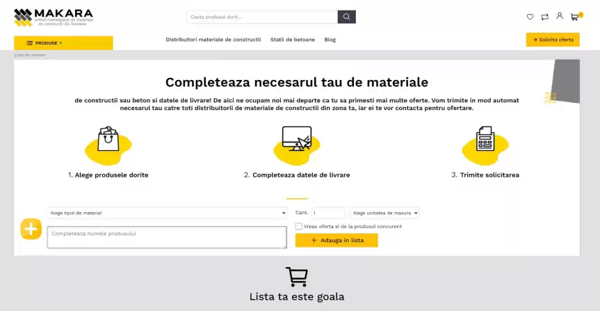 Platforma de brokeraj materiale constructii